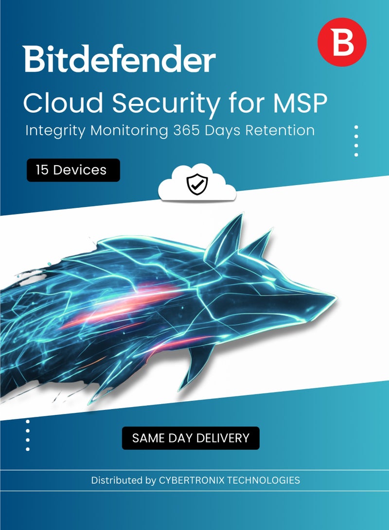 Bitdefender Cloud Security for MSP – Integrity Monitoring 365 Days Retention 15 Devices for 1 Year | Digital License | SAME DAY DELIVERY